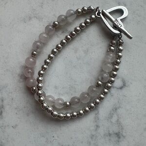 Sterling Silver and Rose Quartz Beaded Bracelet